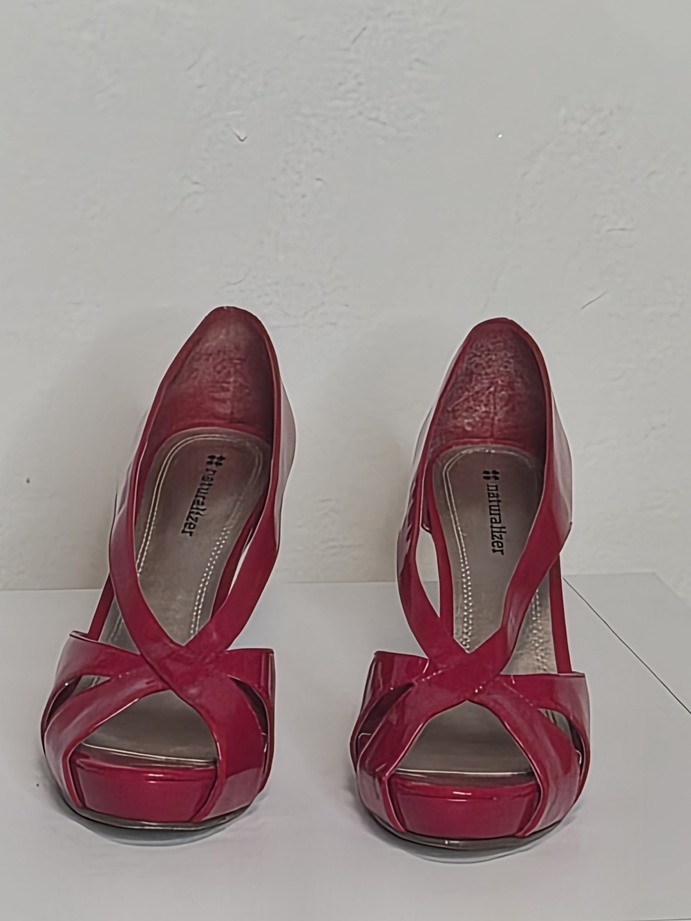 Naturalizer Red Patent Open-Toe Crisscross Heels